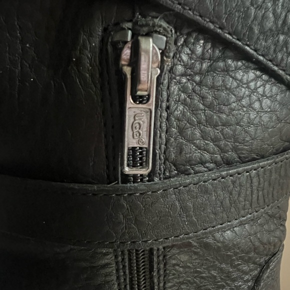 UGG Jardin Platform Boots Black Leather Buckle Straps Side Zip - Picture 8 of 12